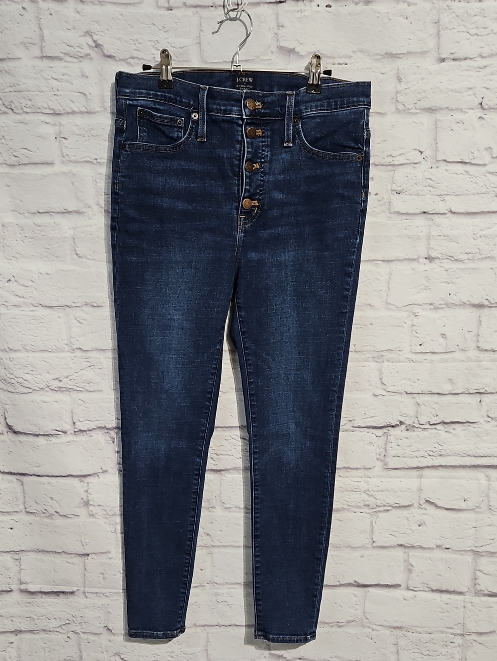 J. Crew Dark Blue High-Rise Button-Fly Skinny Jeans